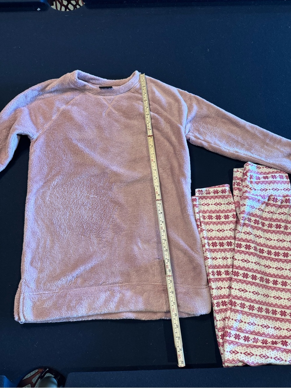 32 Degrees 3 Piece Fleece Tops & Patterned Leggings, Pink Maroon & Cream Small - Picture 2 of 16